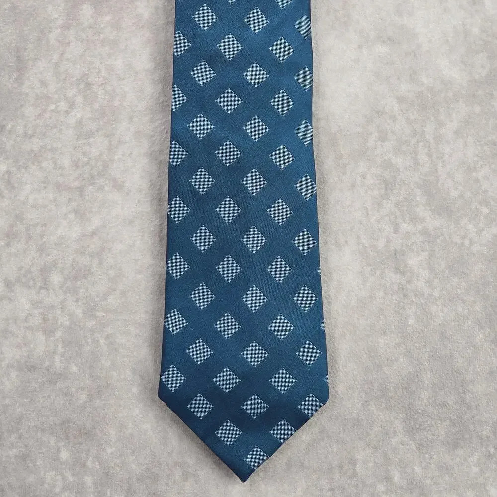 BCBG Attitude Diamond Blue Brown Silk Geometric‎ Executive Neck Tie Men's
